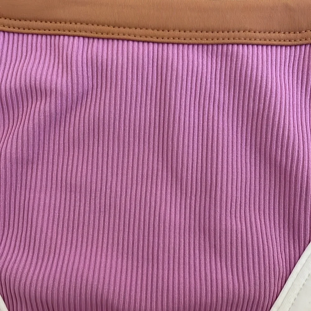 l*space Classic Swim Bottom Rosebud Cream Putty XL Ribbed Vacay NWT $79‎